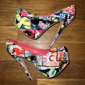 Shi By Journeys Edition Celebrity Magazine Y2K Stiletto Heels Women Size 10 RARE